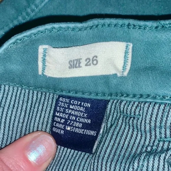 Madewell Size 26 Women’s Sateen Green Denim Low-Rise Skinny Ankle Jeans - Picture 9 of 11